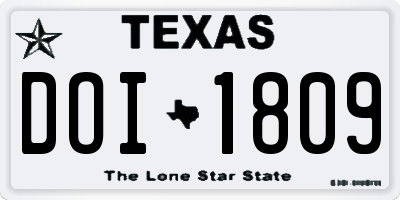 TX license plate DOI1809