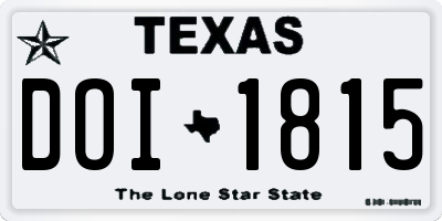TX license plate DOI1815