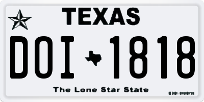 TX license plate DOI1818
