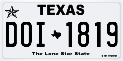 TX license plate DOI1819