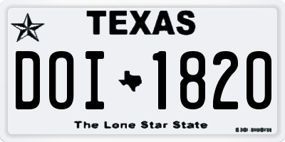 TX license plate DOI1820