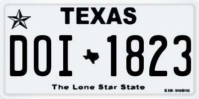 TX license plate DOI1823