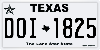 TX license plate DOI1825