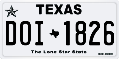 TX license plate DOI1826