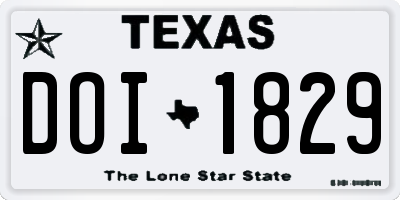 TX license plate DOI1829
