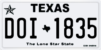TX license plate DOI1835