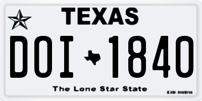 TX license plate DOI1840