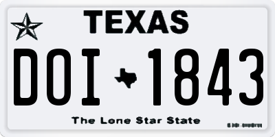 TX license plate DOI1843