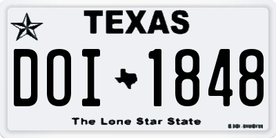 TX license plate DOI1848