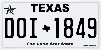 TX license plate DOI1849
