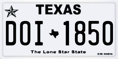 TX license plate DOI1850
