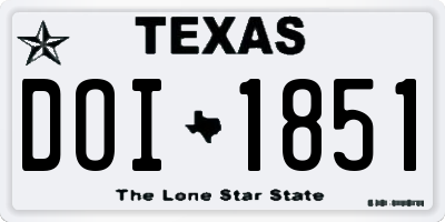 TX license plate DOI1851
