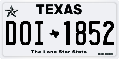 TX license plate DOI1852