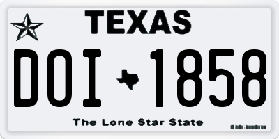TX license plate DOI1858