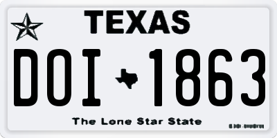 TX license plate DOI1863