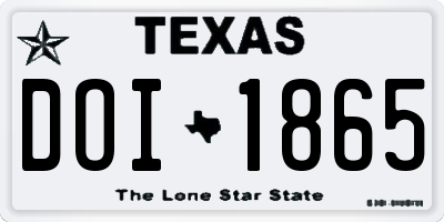 TX license plate DOI1865