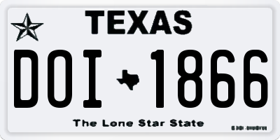 TX license plate DOI1866