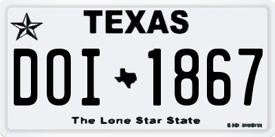 TX license plate DOI1867
