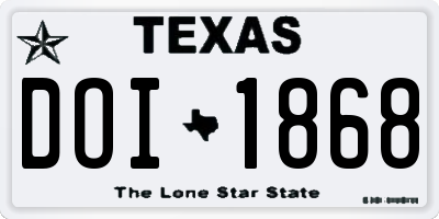 TX license plate DOI1868