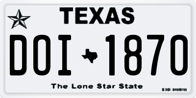 TX license plate DOI1870