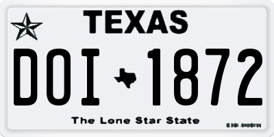 TX license plate DOI1872