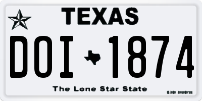 TX license plate DOI1874