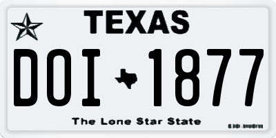 TX license plate DOI1877