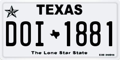 TX license plate DOI1881