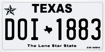 TX license plate DOI1883