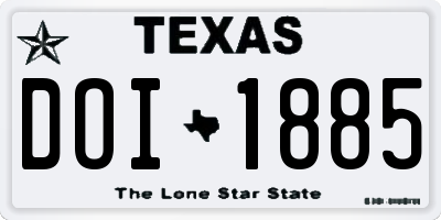TX license plate DOI1885
