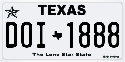 TX license plate DOI1888