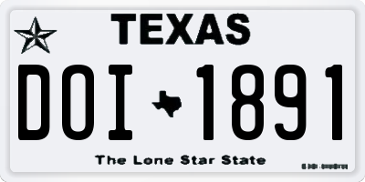 TX license plate DOI1891