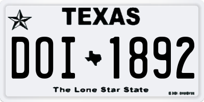 TX license plate DOI1892