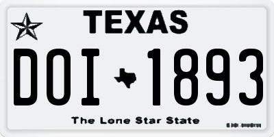 TX license plate DOI1893