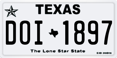TX license plate DOI1897