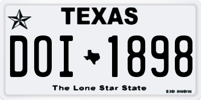 TX license plate DOI1898