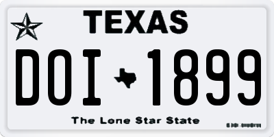 TX license plate DOI1899