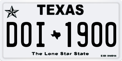 TX license plate DOI1900