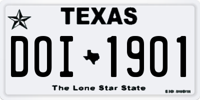 TX license plate DOI1901