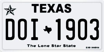 TX license plate DOI1903