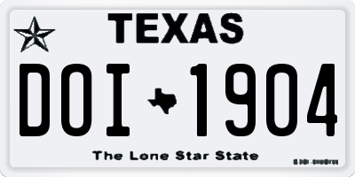 TX license plate DOI1904
