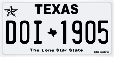 TX license plate DOI1905