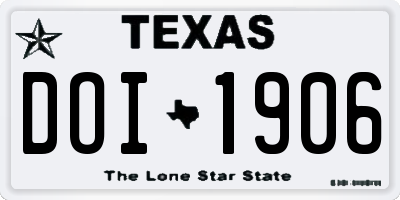 TX license plate DOI1906