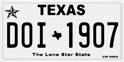 TX license plate DOI1907