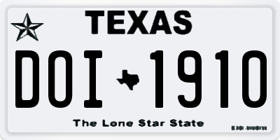 TX license plate DOI1910