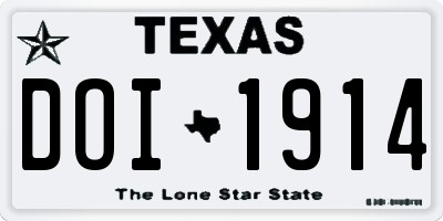 TX license plate DOI1914