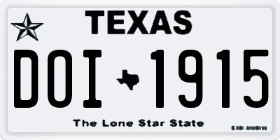 TX license plate DOI1915