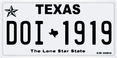 TX license plate DOI1919