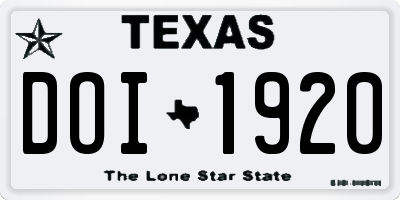 TX license plate DOI1920