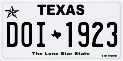 TX license plate DOI1923